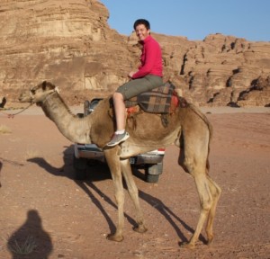 Rider kamel i Wadi Rum